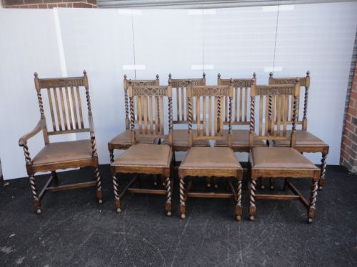 Set of 8 Oak Dining Chairs