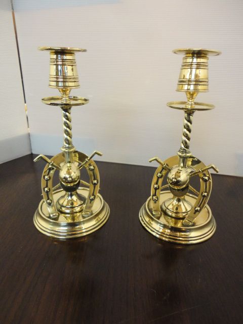 Pair of Horse Racing Candle Sticks