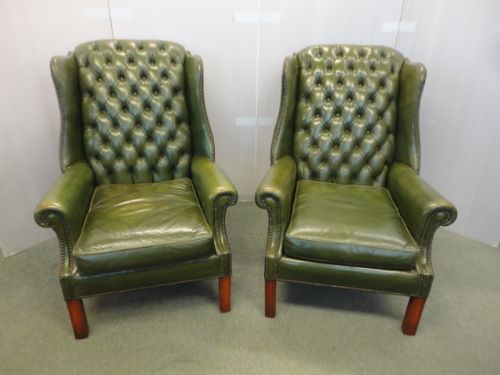 Super Pair Leather Button Back Chairs