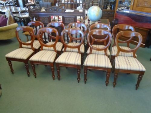 Set of 10 Victorian Balloon Back Chairs