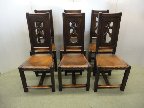 6 Oak Art's & Crafts Chairs