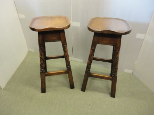 Quality Pair of Oak Tall Stools