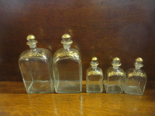 Set of 5 Decorated Guiled Bottles