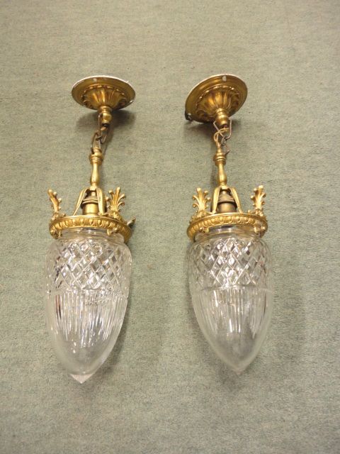 Pair of Cut Glass Light Pendants