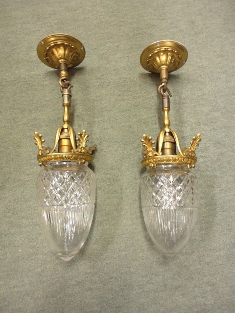 Pair of Cut Glass Light Pendants