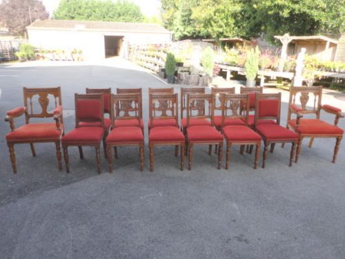 Set of 14 Oak Chairs