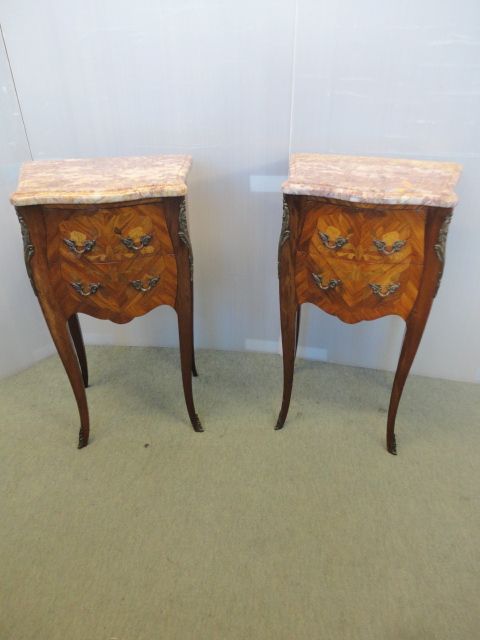 Pair of Marble Top Bedsides