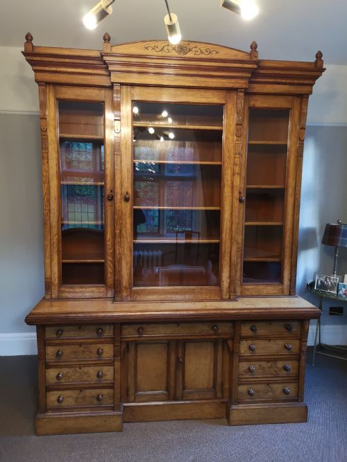Quality Pollard Oak Breakfront Bookcase