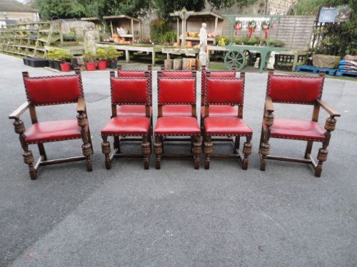 fig 1. Quality Oak 10' Table & Matching Set Of 8 Oak & Leather Dining Chairs