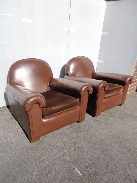 Pair of Leather Armchairs