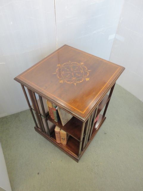 Mahogany Inlaid Revolving Bookcase