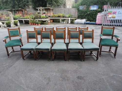 Set of 12 Oak Pugin Style Chairs