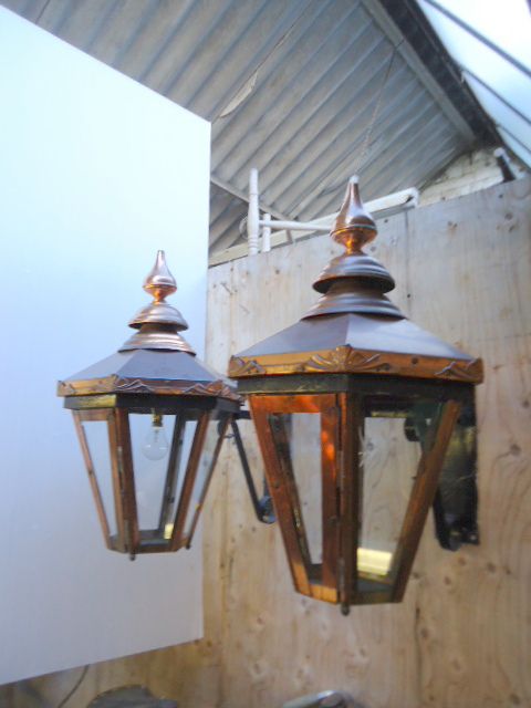 Pair of Copper Lanterns & Brackets