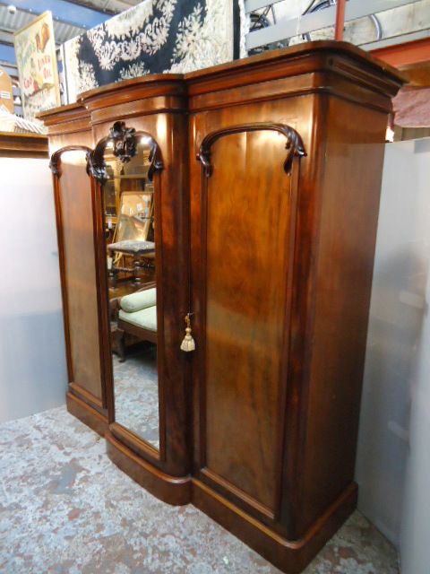 Victorian Mahogany Triple Robe