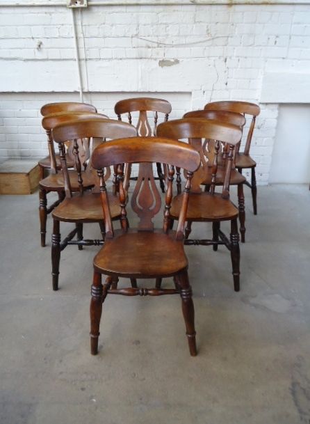 8 Quality Fiddle Back Kitchen Chairs