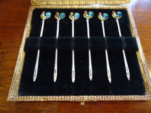 Silver Enamel Cocktail Sticks