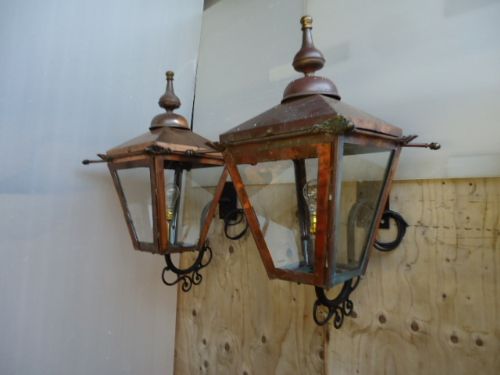 Pair of Copper Lanterns on Brackets