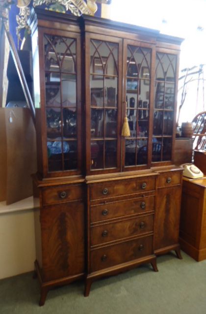 Mahogany Breakfront Bookcase
