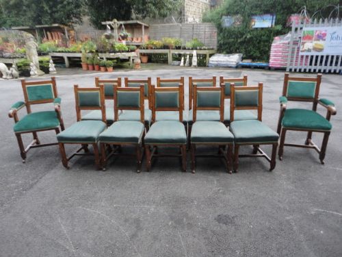 Set of 12 Oak Pugin Style Chairs