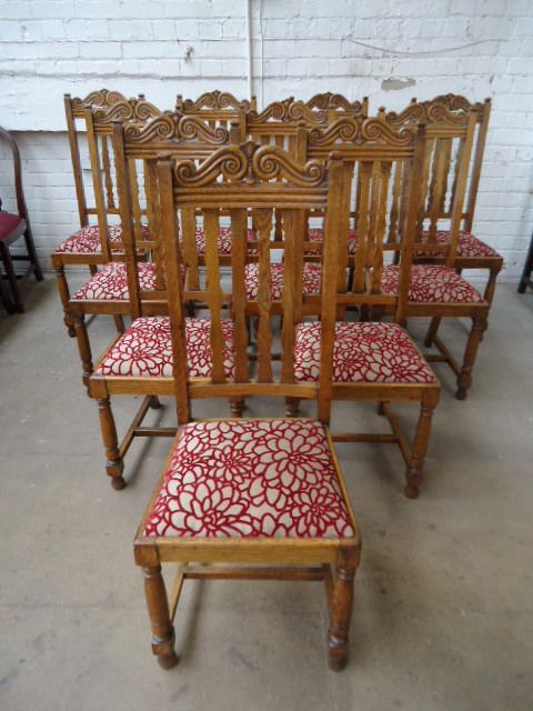 Set of 10 Oak Chairs