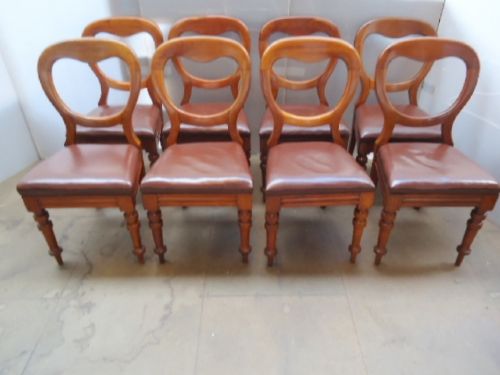 Set of 8 Victorian Mahogany Balloon Back Chairs