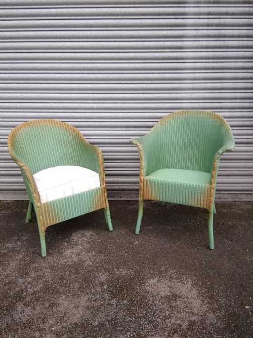2 Green Lusty Lloyd Loom Chairs
