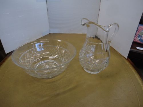 Quality Cut Glass Victorian Jug & Bowl