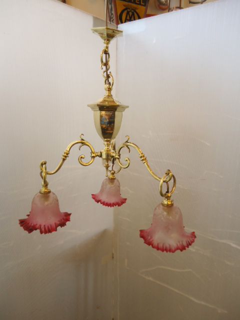 Brass & Cranberry Light Fitting