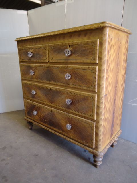 Decorated Pine Chest of Drawers