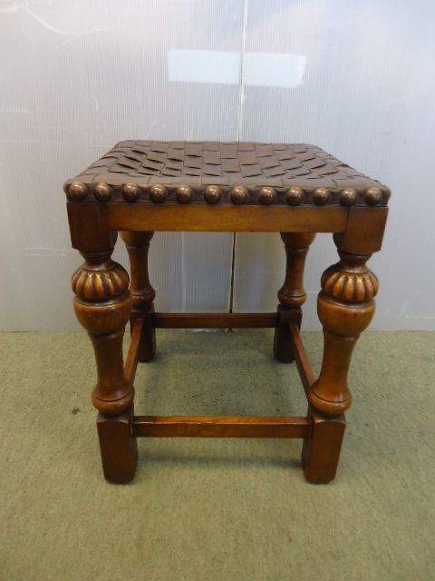 Oak & Leather Top Stool