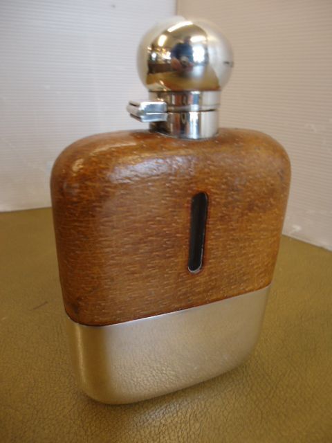 Large Silver & Calf Skin Flask