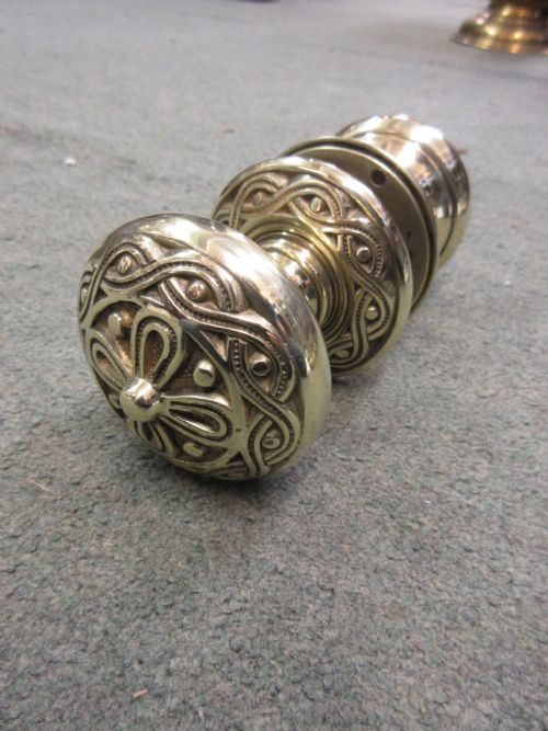 Pair of Brass External Door Knobs