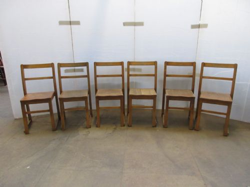 6 Children's Elm Seated Stacking Chairs