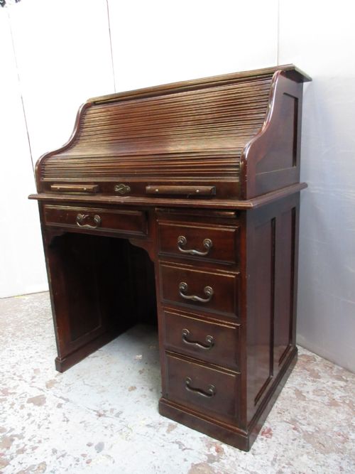 MAHOGANY ROLL TOP DESK - ADDITIONAL PHOTO 7