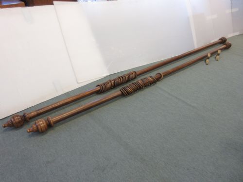 Pair of Large  Oak Curtain Poles