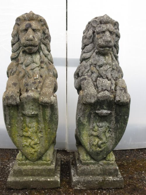 Pair of Composition Lion's