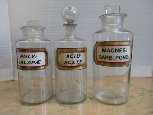 3 Extra Large 19th Century Chemist Bottles