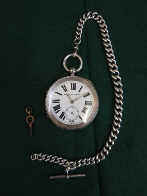 Extra Large Silver Watch & Heavy Silver Chain