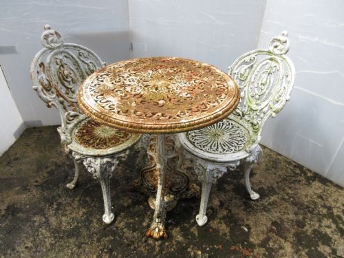 Cast Iron Outside Table & 2 Chairs