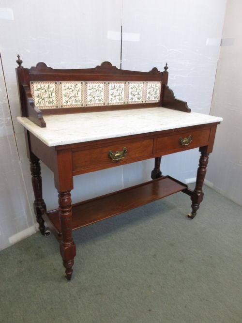 Mahogany Tile Back Washstand