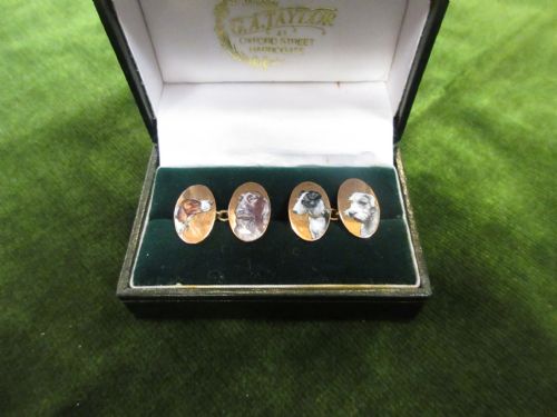 Dog Lovers 9ct & Enamel Cuff Links