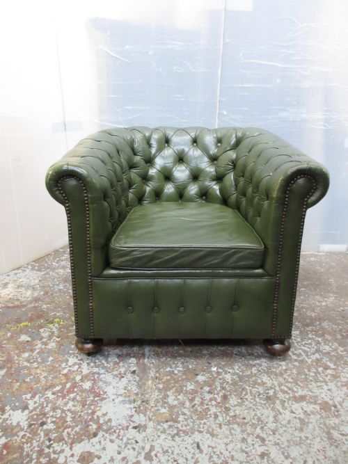 Green Leather Tub Chair