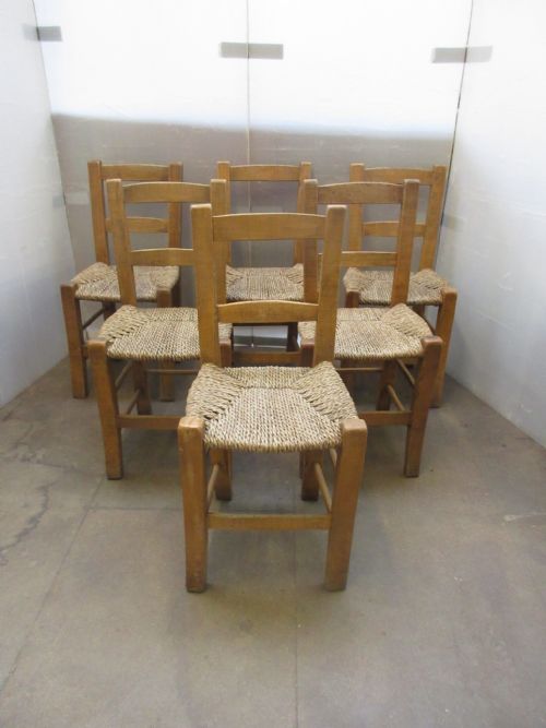 Set of 6 Rush Seated Chairs