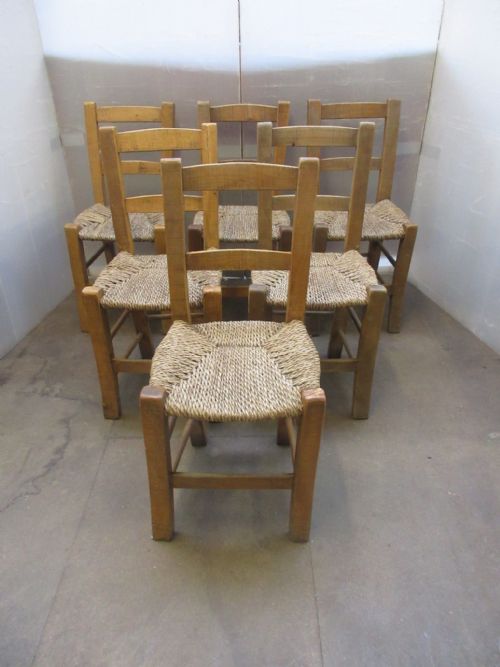 Set of 6 Rush Seated Chairs