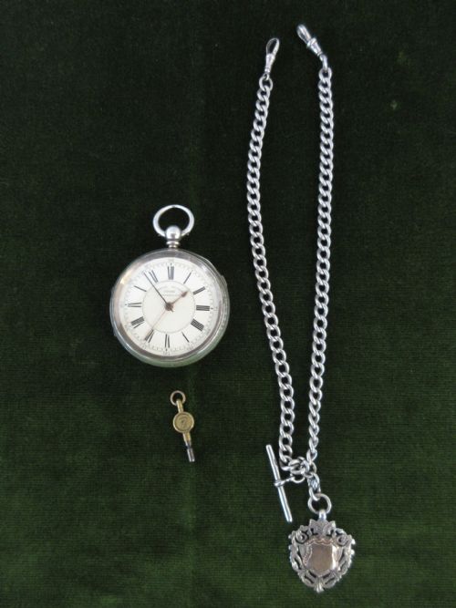 Large Silver Chronograph & Double Albert Chain