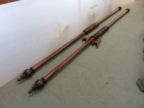 Large Pair of Mahogany Curtain Poles