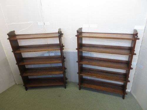 Pair of Open Oak Bookshelves