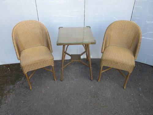 Pair of Lloyd Loom Chairs & Table