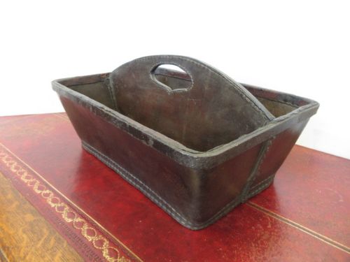 Rare Unusual Leather Tidy