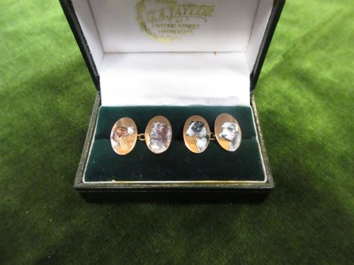 Dog Lovers 9ct & Enamel Cuff Links